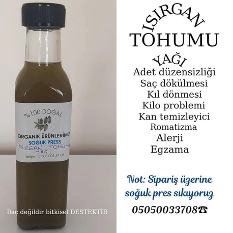 soğuk pres ısırgan tohumu yağı 