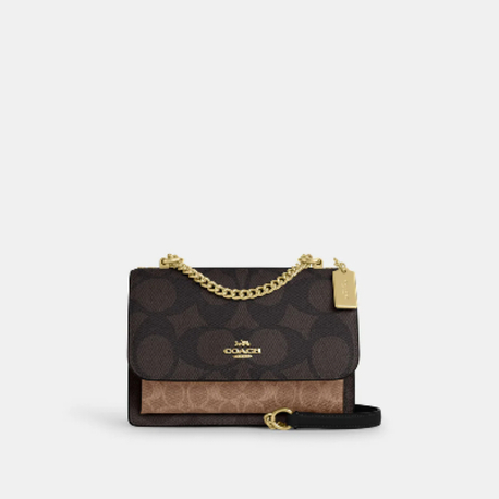 Coach Klare Crossbody Bag In Blocked Signature - Gold/Walnut/Tan - Hemen Teslimde
