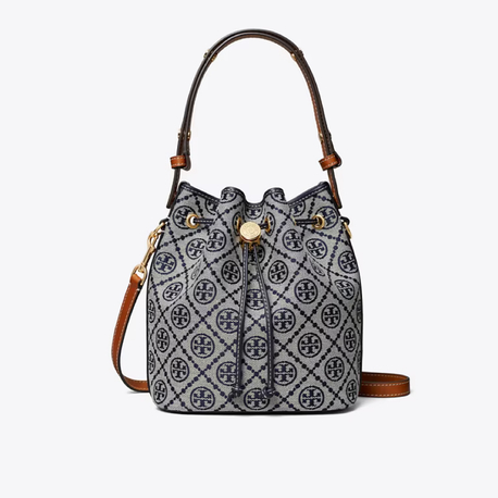 TORY BURCH TORY BURCH T-MONOGRAM BUCKET BAG - GREY