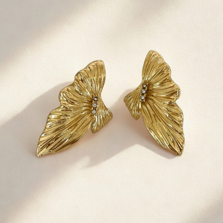 Gold Ribbon Küpe