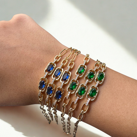 Divelle Chain Bilezik | CM jewelry | Lacivert & Yeşil