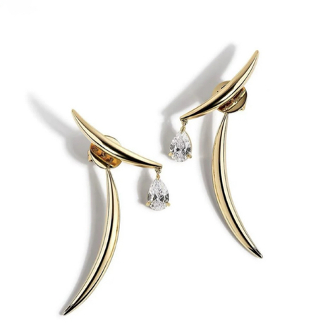 Luné Çift Parçalı Küpe | VIP Seri  | 14K Gold Kaplama