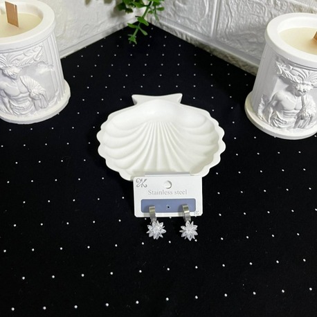 Çelik Küpe Kristal Model Silver