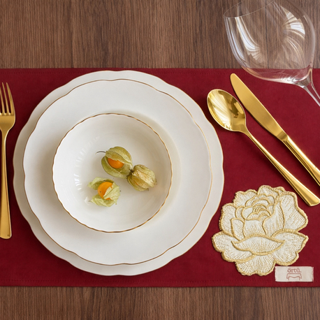 Bordeaux - Gold Rose Amerikan Servis (2’li)