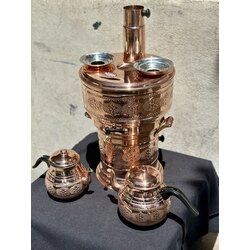 ÖZEL ÜRETİM ÇİFT DEMLİK 10 LİTRE BAKIR SEMAVER 