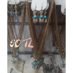Retro küpe kolye set