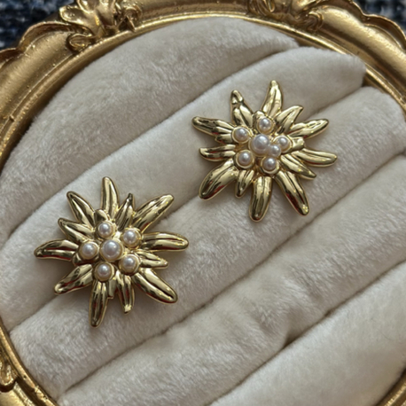 İnci Gold Mini Çiçek Küpe