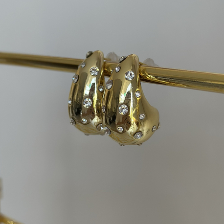 Gold Taşlı Damla Küpe