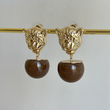 Aslan Kahve Gold Küpe