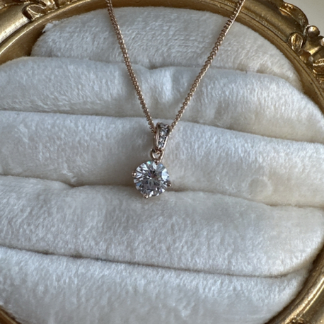 Tek Taş Kolye Rose Gold Kaplama 