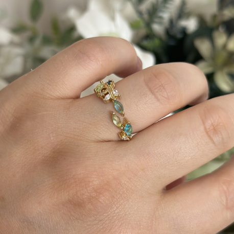 Yeşil Taşlı Romantik Yüzük ( Ayarlanabilir)