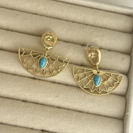 Bali Gold Mavi Küpe | Çelik