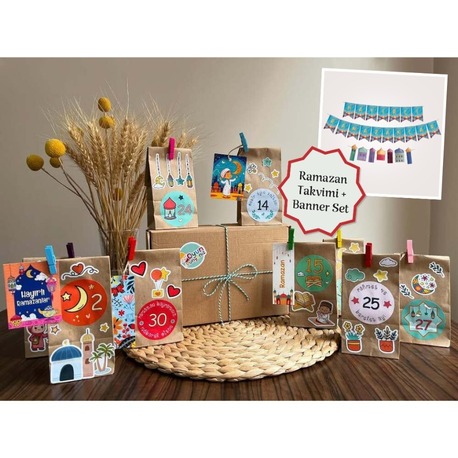 Stickerlı Ramazan Takvimi + Hayırlı Ramazanlar Banner (Set Ürün)