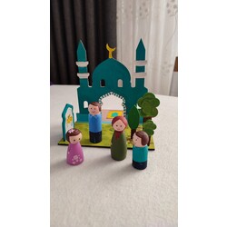AHŞAP CAMİ MODELİ BOYAMA AİLE PAG BEBEK