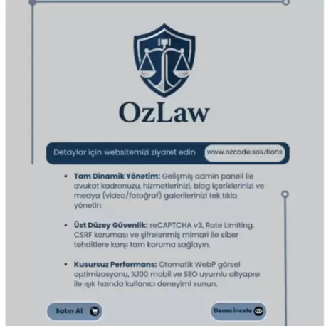 OzLaw - Gelişmiş Kurumsal Hukuk Bürosu ve Avukat Scripti (CMS) | Tek Seferlik Lisans