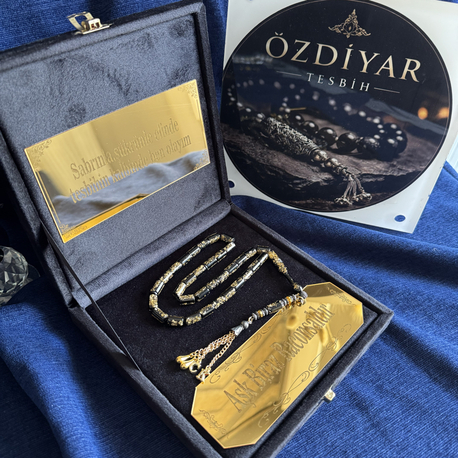 Kesme Siyah Golden Rosary Set