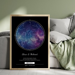 Galaxy temalı Yıldız Haritası Siyah 