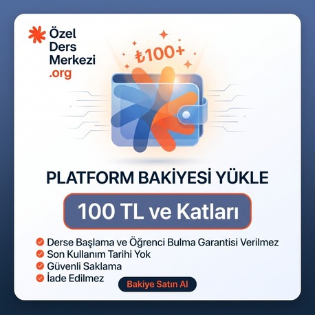 100 TL Özel Ders Merkezi Platform Bakiyesi