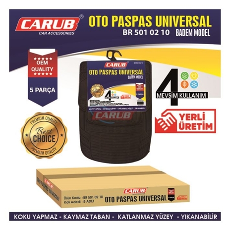 Universal Paspas 5 Parça Badem Model - Siyah Renk