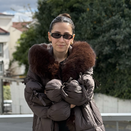 Yakası Kürklü Kol Detaylı Kahve Şişme Mont
