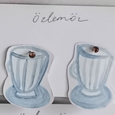 El Yapımı Özgün Tasarım Fincan Küpe *1