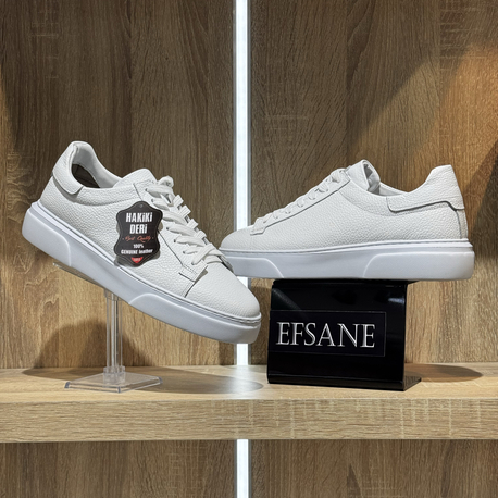 %100 HAKİKİ DERİ SNEAKERS BEYAZ