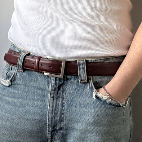 Vintage Premium Bordo Deri Kemer
