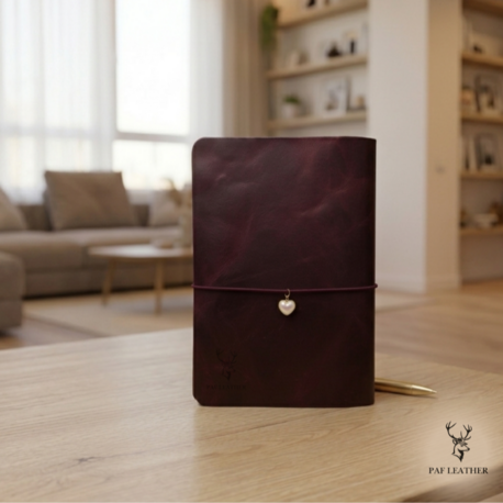 A5 Bordo Deri Defter Kılıfı | El Yapımı