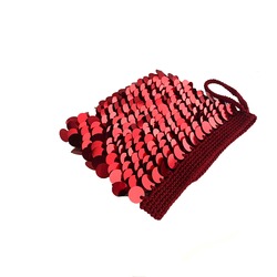 TOPTAN- Pafuli El Örgüsü Pullu Clutch Çanta 