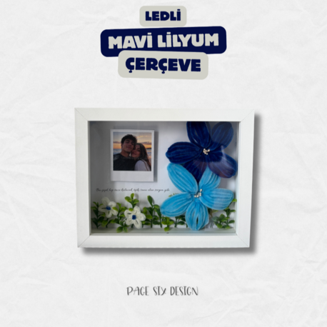 Mavi Lilyum Çerçeve - Ledli