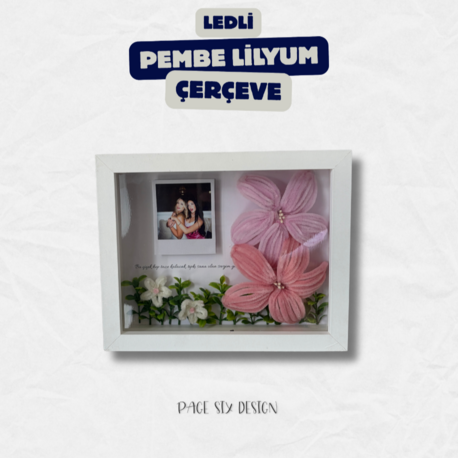 Pembe Lilyum Çerçeve - Ledli