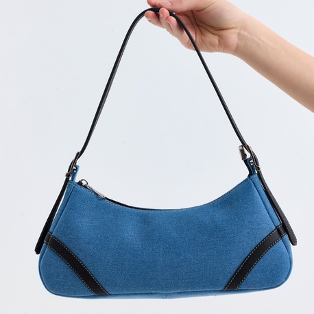 PAKSOY Kadın Açık Mavi Siyah Detaylı Kot Kumaş Denim El Omuz Çantası
