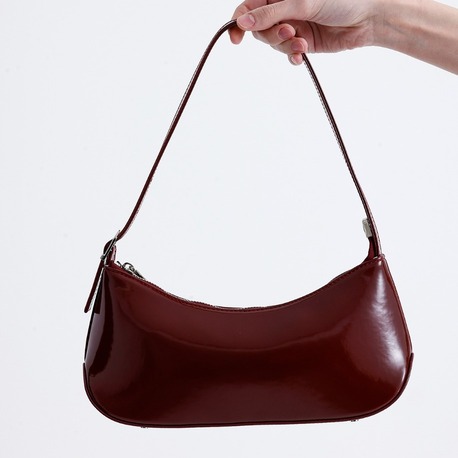PAKSOY Kadın Bordo Cherry Rugan Suni Deri El Omuz Baget Çantası