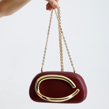 PAKSOY Kadın Bordo Zincir Askılı Mini Kutu Abiye Clutch El Davet Gece Omuz Çantası