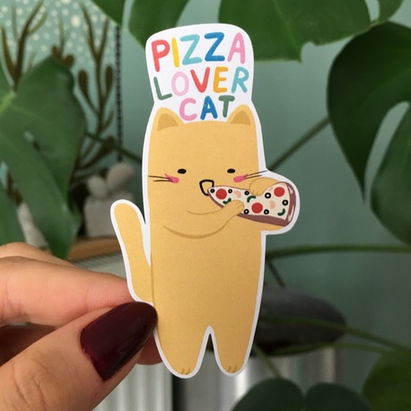 Pizza Lover Cat Sticker