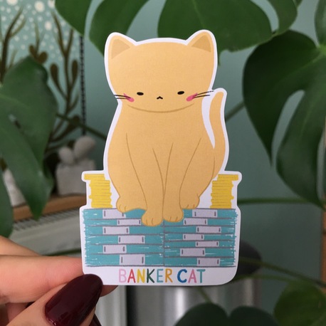 Banker Cat Sticker