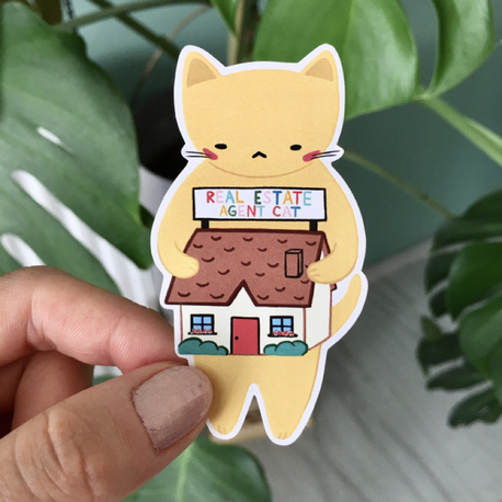 Real Estate Agent Cat Sticker