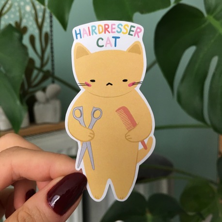 Hairdresser Cat Sticker