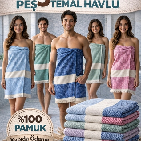 5 Adet Battal Boy Banyo Peştemal Havlu
