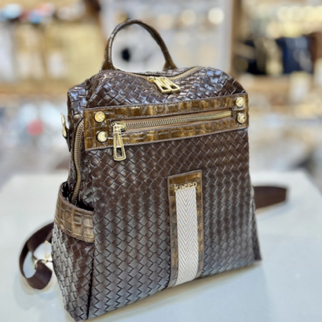 KAREN K-019 Kahve Bottega Boy 32 cm En 34 cm Sırt ve Kol Çantası 