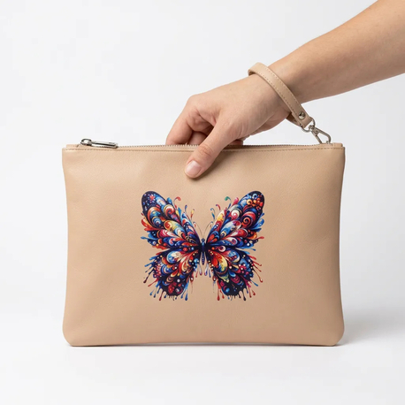 CLUTCH ( El Çanta ) Pudra Kelebek Baskılı 