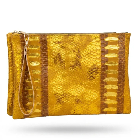 CLUTCH (El Çanta ) Gold Kobra Baskı 