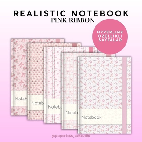 Realistic Pink Ribbon Notebook