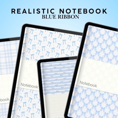 Realistic Blue Ribbon Notebook