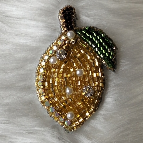 Güneş Limonu Kristal Broş (El İşçiliği)