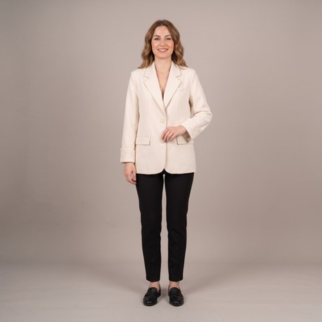 Dantel Manşetli Blazer Takımı - Ceket Pantolon Siyah & Krem