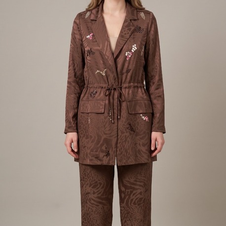 Taşlı Bordo Blazer Takımı - Ceket Pantolon