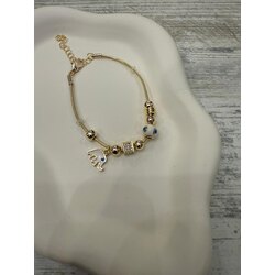 Beyaz Fil Charm Detaylı Altın Renk Bileklik