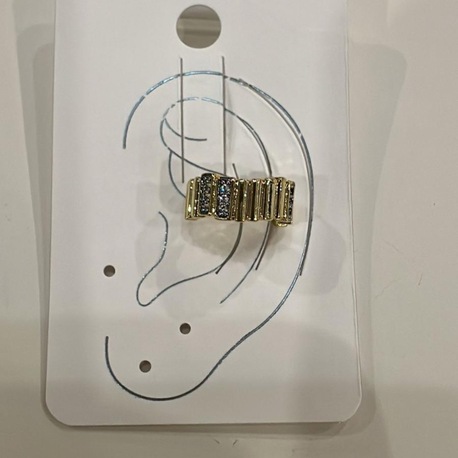 Dik Doku Taş Detaylı Gold Kıkırdak Küpe (Ear Cuff)