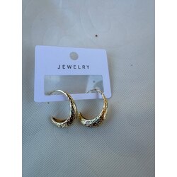 Geometrik Desenli Gold Küpe